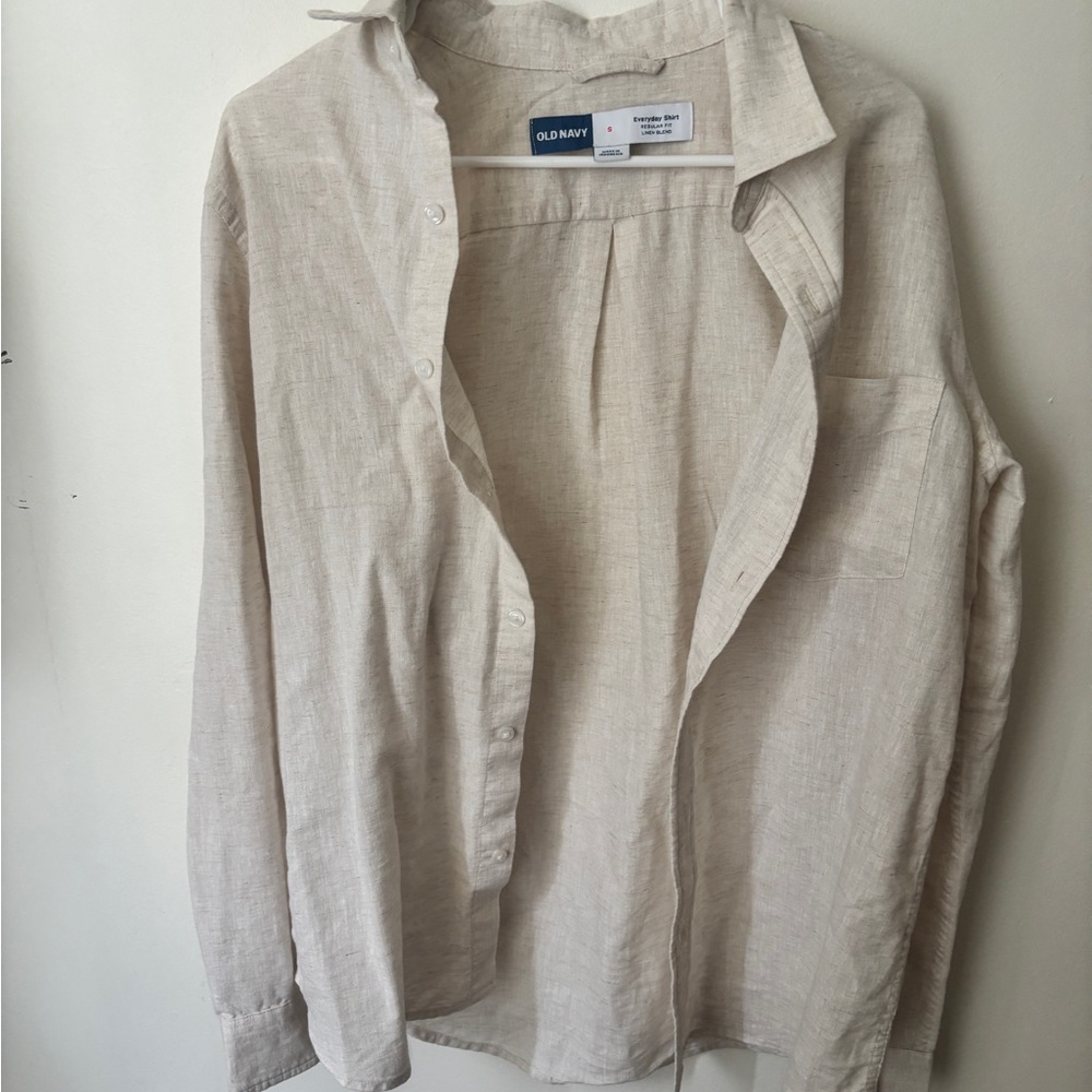 Old Navy Linen Blend Shirt in Cream